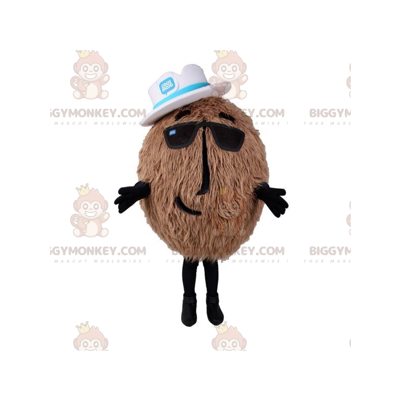 Giant Hairy Coconut BIGGYMONKEY™ Maskottchen-Kostüm mit Brille