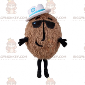 Kæmpe behåret kokosnød BIGGYMONKEY™ maskotkostume med briller -