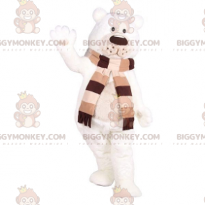 Costume da mascotte dell'orso polare BIGGYMONKEY™ con sciarpa.