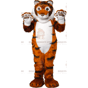 Soft and Furry Orange Black and White Tiger BIGGYMONKEY™ Mascot