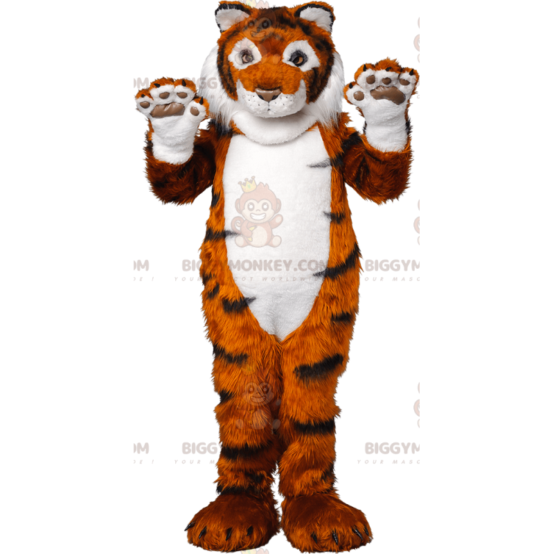 Costume de mascotte BIGGYMONKEY™ de tigre orange noir et blanc