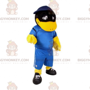 BIGGYMONKEY™ Maskotdräkt Svart och gul ankfågel i sportkläder -