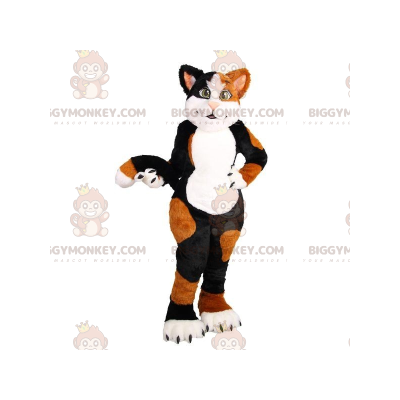 Soft and Cute White Black and Brown Cat BIGGYMONKEY™ Mascot