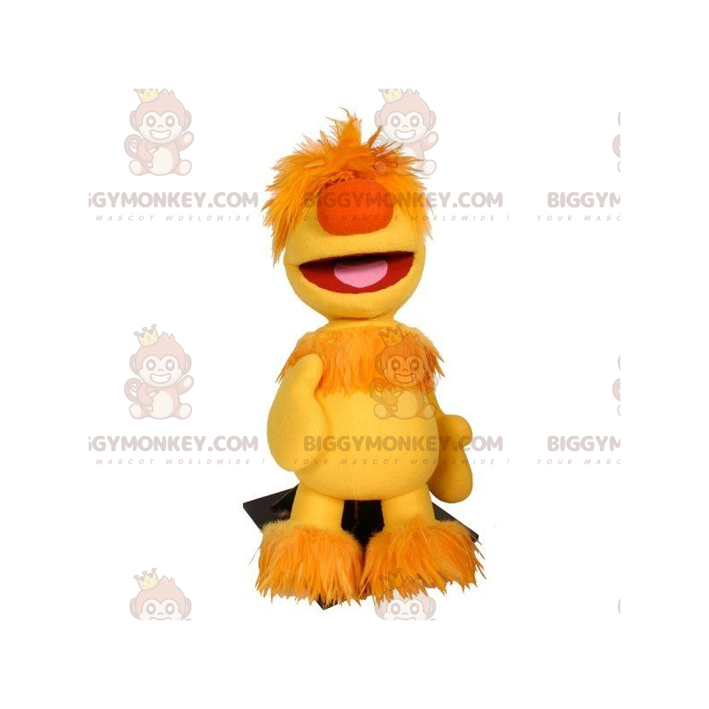 BIGGYMONKEY™ furry yellow man mascot costume. Puppet