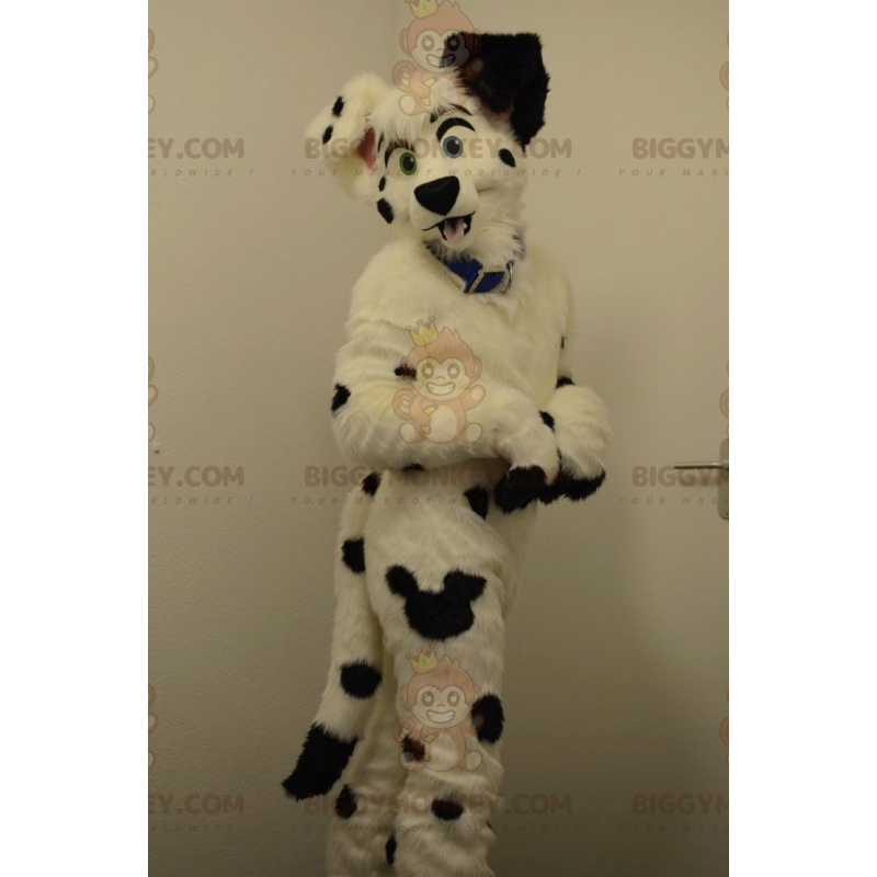 BIGGYMONKEY™ svartvit hunddräkt för dalmatisk maskot -