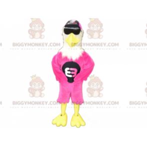 Costume mascotte BIGGYMONKEY™ con aquila rosa bianca e gialla