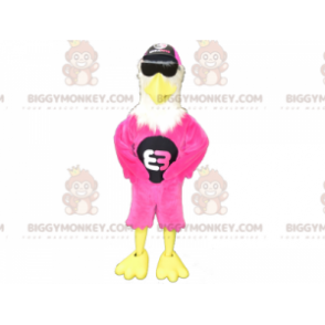 Vit och gul Rose Eagle BIGGYMONKEY™ maskotdräkt med glasögon -