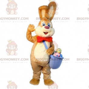 Brown and White Easter Bunny with Eggs BIGGYMONKEY™ Mascot