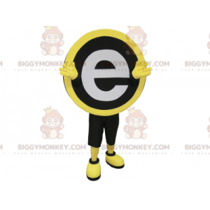 BIGGYMONKEY™ costume mascotte tondo nero giallo e bianco con la