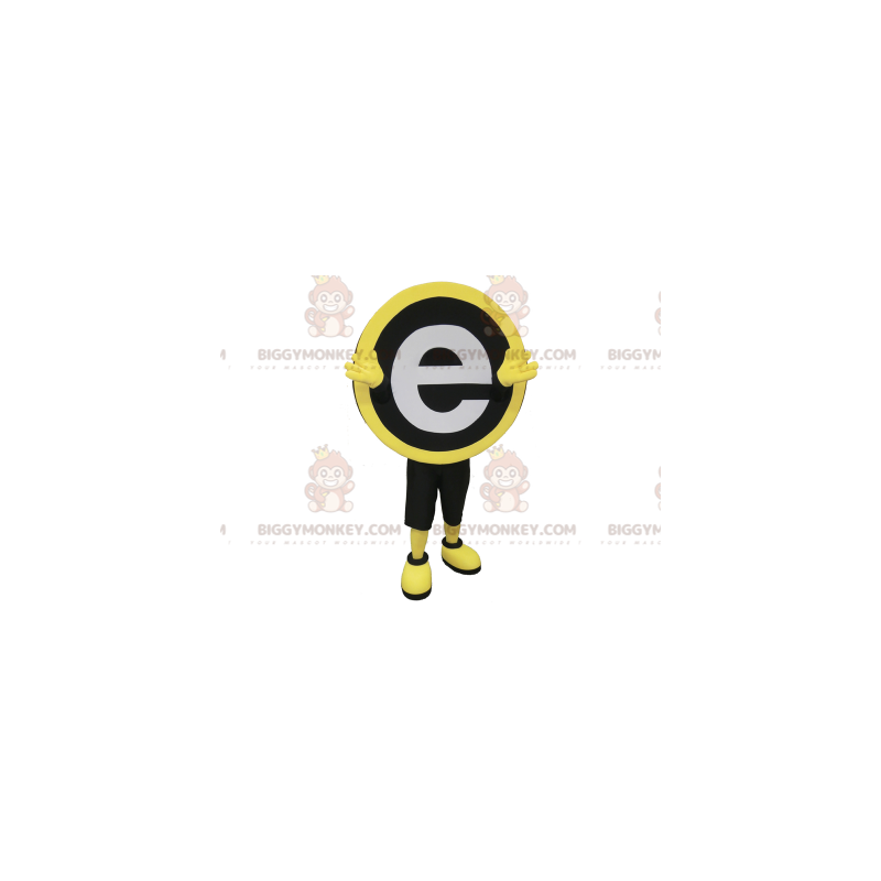 BIGGYMONKEY™ mascot costume round black yellow and white with