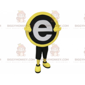 BIGGYMONKEY™ costume mascotte tondo nero giallo e bianco con la