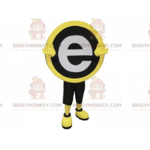 BIGGYMONKEY™ maskotkostume rund sort gul og hvid med bogstavet