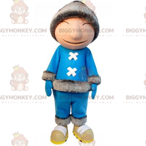 Στολή μασκότ Eskimo BIGGYMONKEY™ με μπλε στολή και Big Beanie -