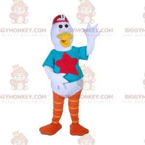 BIGGYMONKEY™ Hvid fuglemågemaskotkostume med farverigt outfit -