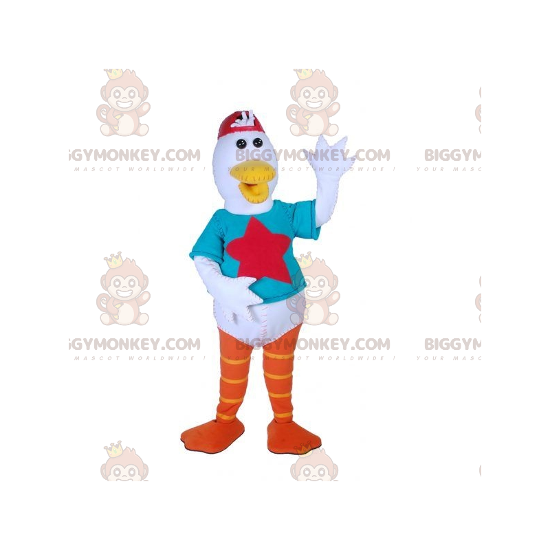 BIGGYMONKEY™ White Bird Seagull Mascot Costume With Colorful
