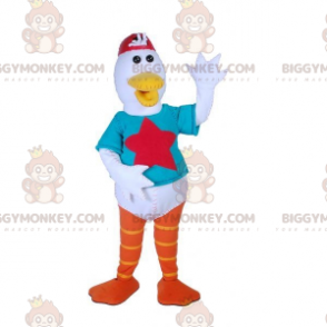 BIGGYMONKEY™ Weißes Vogel-Möwen-Maskottchen-Kostüm mit buntem