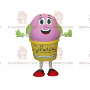 Yellow Pink and Green Giant Ice Cream Pot BIGGYMONKEY™ Mascot