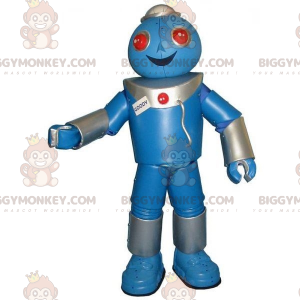 Harmaa ja sininen jättiläisrobotti BIGGYMONKEY™ maskottiasu.