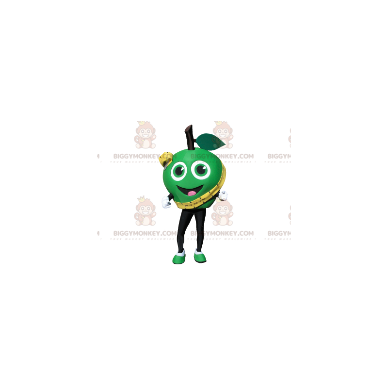 Costume de mascotte BIGGYMONKEY™ de pomme verte très souriante.