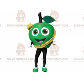 Very smiling green apple BIGGYMONKEY™ mascot costume. giant