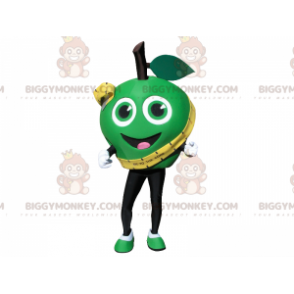 Costume da mascotte BIGGYMONKEY™ mela verde molto sorridente.