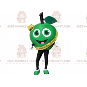 Hyvin hymyilevä vihreä omena BIGGYMONKEY™ maskottiasu.
