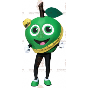 Costume da mascotte BIGGYMONKEY™ mela verde molto sorridente.