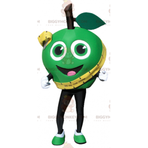 Costume de mascotte BIGGYMONKEY™ de pomme verte très souriante.