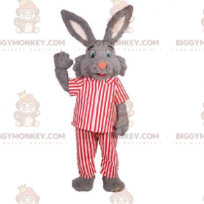 BIGGYMONKEY™ maskottiasu Harmaa kani raidallisessa pyjamassa -