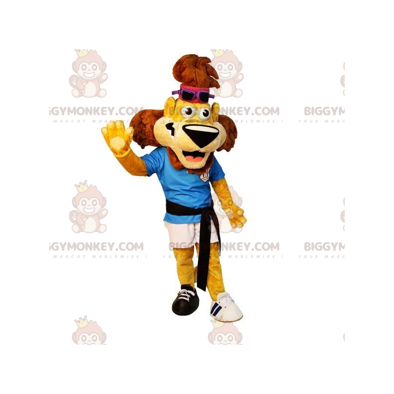 BIGGYMONKEY™ Mascot Costume Sporty Yellow and Brown Lion In