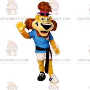 Disfraz de mascota BIGGYMONKEY™ León deportivo amarillo y