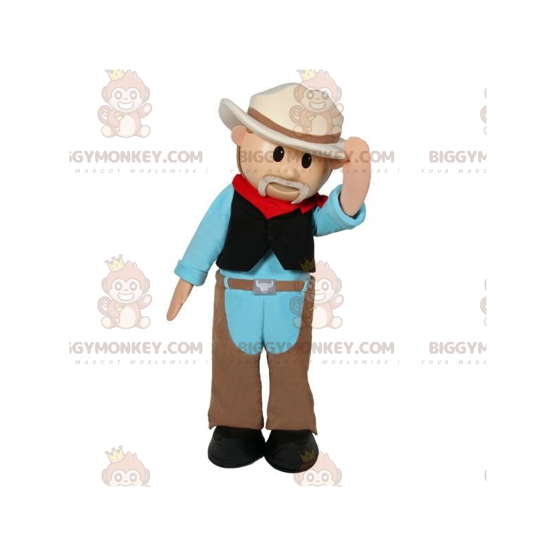 Costume de mascotte BIGGYMONKEY™ de shérif de fermier de