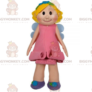Traje de mascote BIGGYMONKEY™ Fada loira com vestido rosa –
