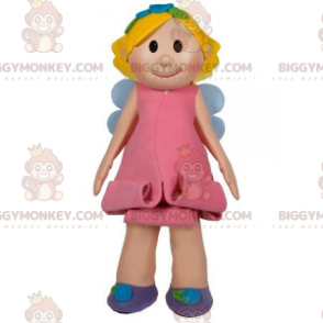Kostým BIGGYMONKEY™ maskot Blonďatá víla s růžovými šaty –