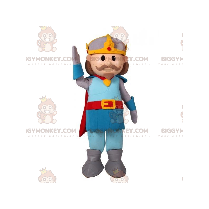 Prince Mustachioed Knight BIGGYMONKEY™ Mascot Costume with Cape