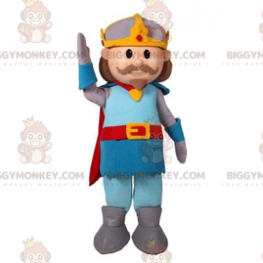 Prins Mustachioed Knight BIGGYMONKEY™ maskotkostume med kappe -