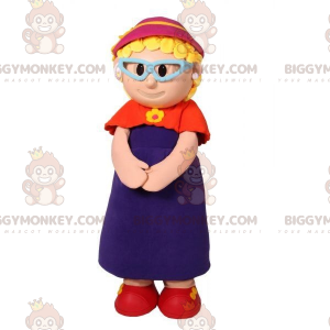 BIGGYMONKEY™ Old Lady Bedstemor Maskotkostume med briller -