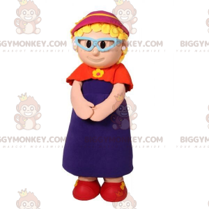 BIGGYMONKEY™ Old Lady Grandma Mascot Costume With Glasses –
