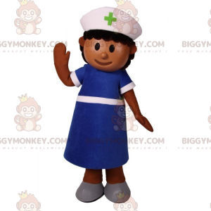 Disfraz de mascota de enfermera BIGGYMONKEY™ vestido de azul -