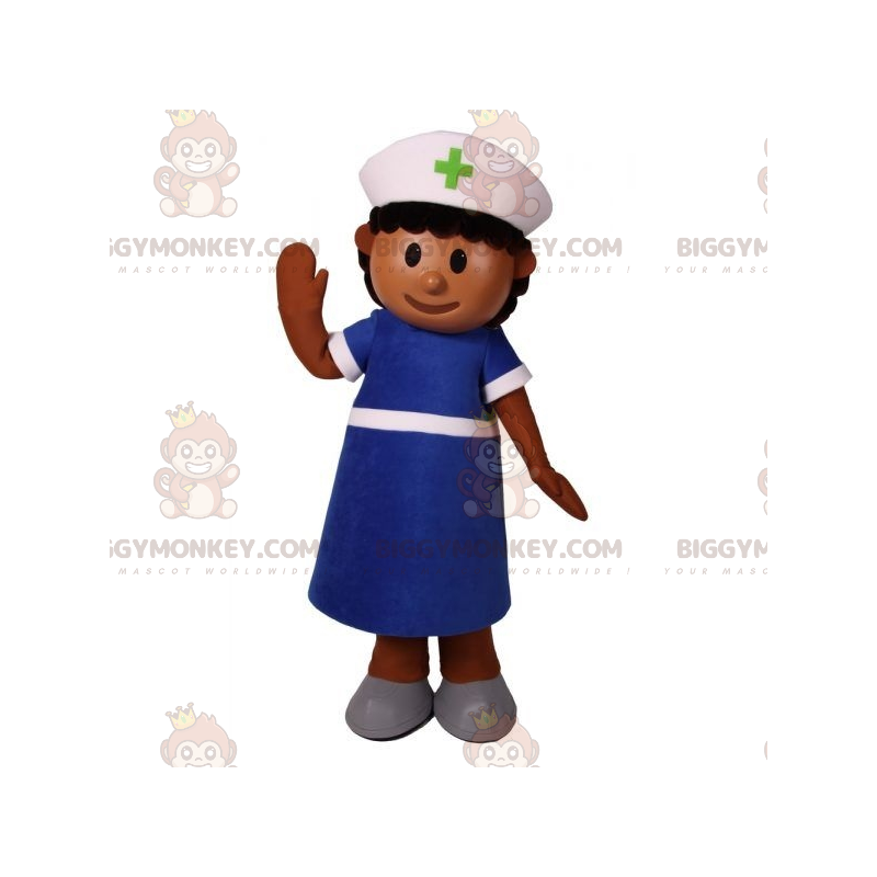 Krankenschwester BIGGYMONKEY™ Maskottchenkostüm in Blau -