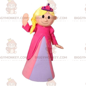 Kostým BIGGYMONKEY™ maskot Blonďatá princezna v růžových šatech