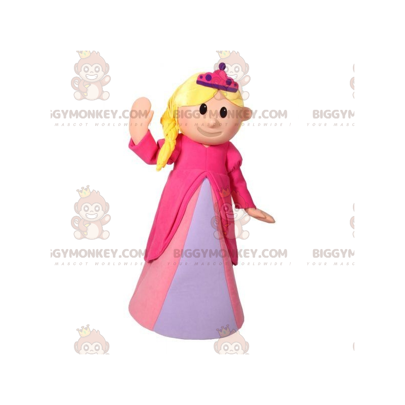 BIGGYMONKEY™ Maskotdräkt Blond prinsessa klädd i rosa klänning