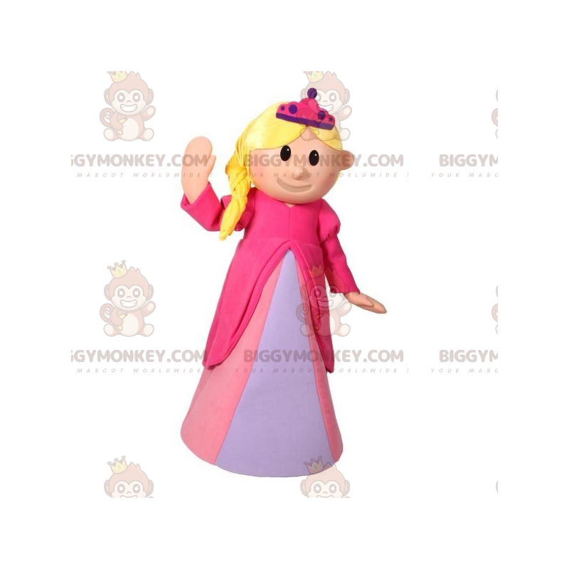 BIGGYMONKEY™ Maskottchenkostüm Blonde Prinzessin in rosa Kleid