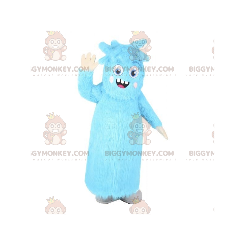 Furry Blue Monster BIGGYMONKEY™ Maskotdräkt. Helt hårig blå