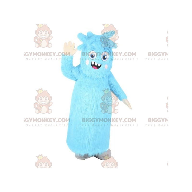 Furry Blue Monster BIGGYMONKEY™ maskotkostume. Helt behåret blå