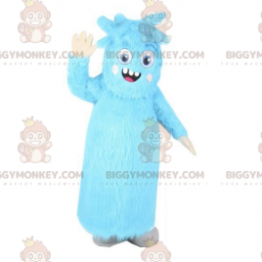 Furry Blue Monster BIGGYMONKEY™ maskotkostume. Helt behåret blå