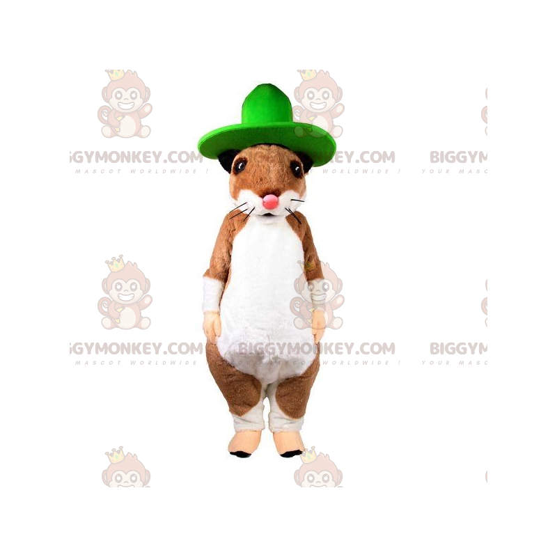 Braun-weiße Nagetierratte BIGGYMONKEY™ Maskottchen-Kostüm mit
