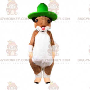 Costume mascotte BIGGYMONKEY™ topo roditore marrone e bianco