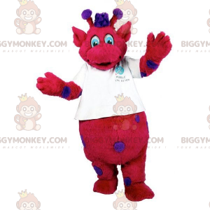 BIGGYMONKEY™ maskotkostume Rødt og lilla monster med antenner -