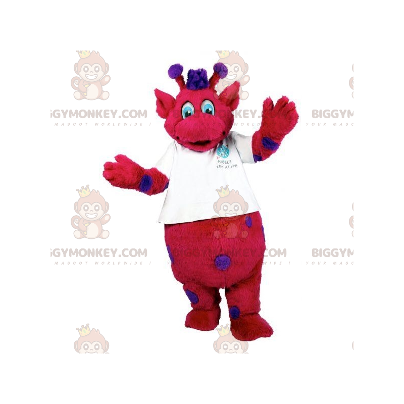 BIGGYMONKEY™ mascottekostuum rood en paars monster met antennes